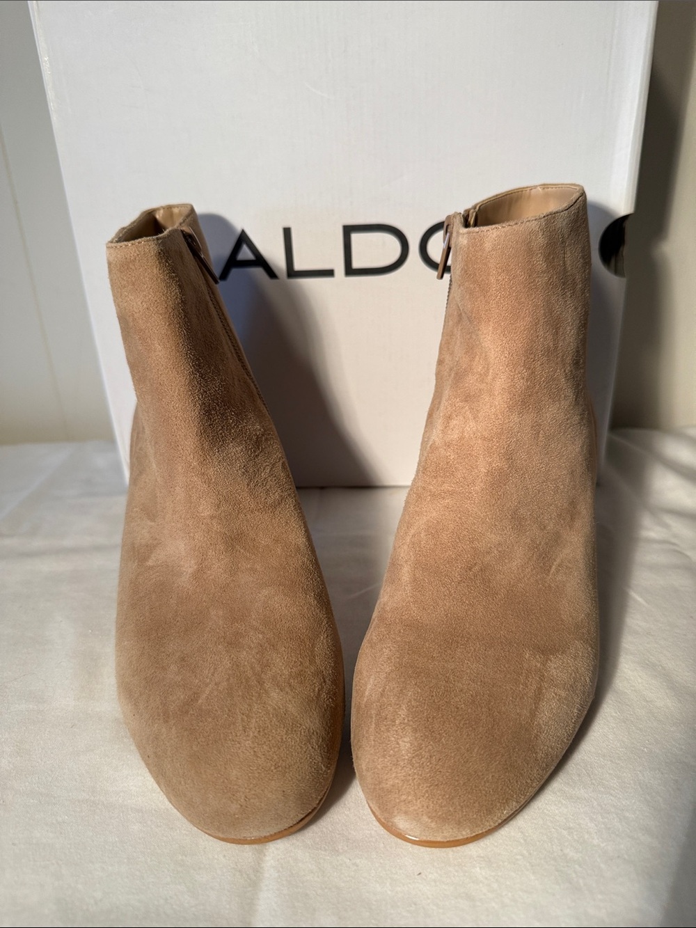 ALDO Beige Suede Ankle Booties